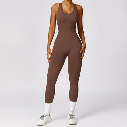 Jumpsuit Deportivo Ajustado de una Pieza con Espalda en V