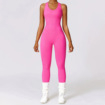 Jumpsuit Deportivo Ajustado de una Pieza con Espalda en V