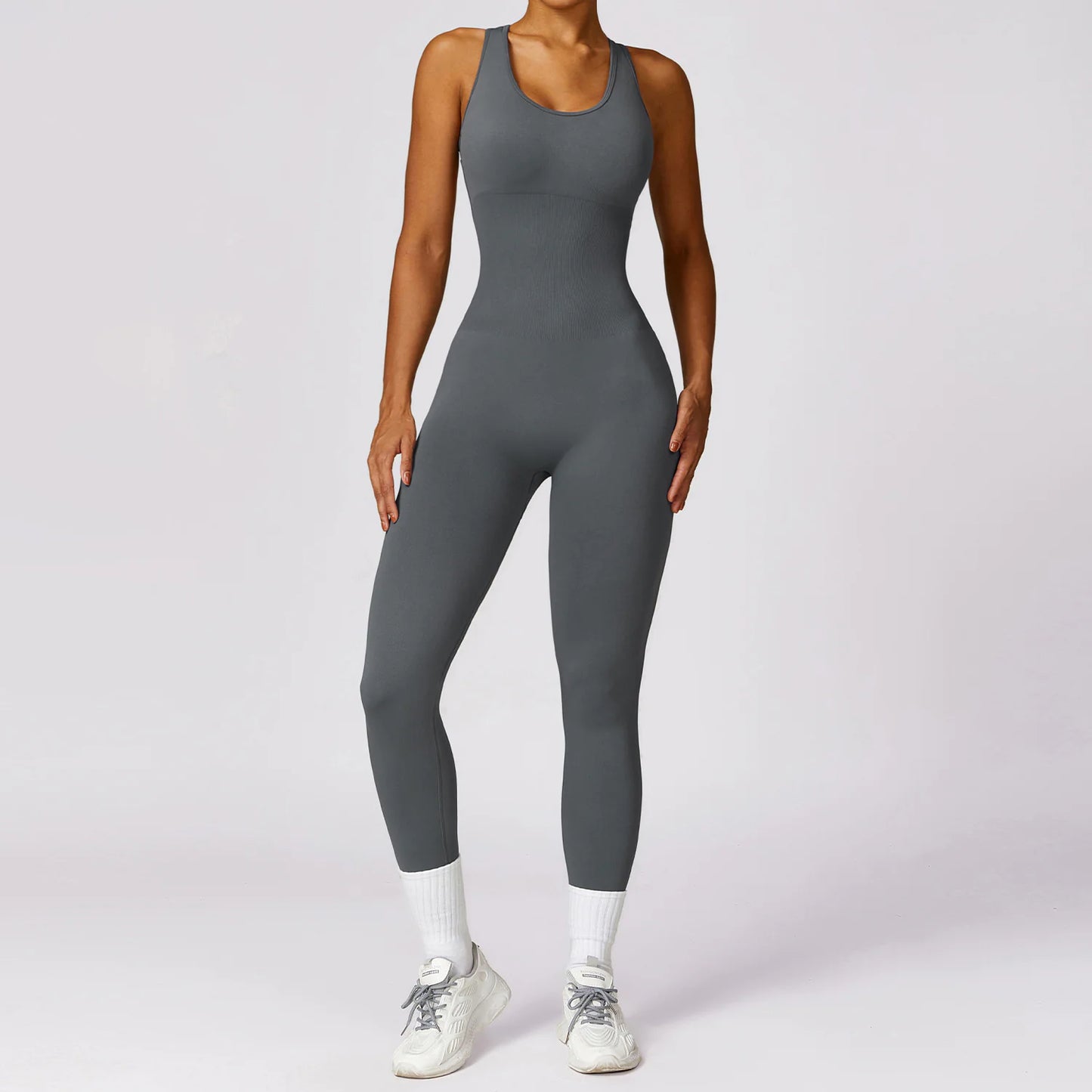 Jumpsuit Deportivo Ajustado de una Pieza con Espalda en V