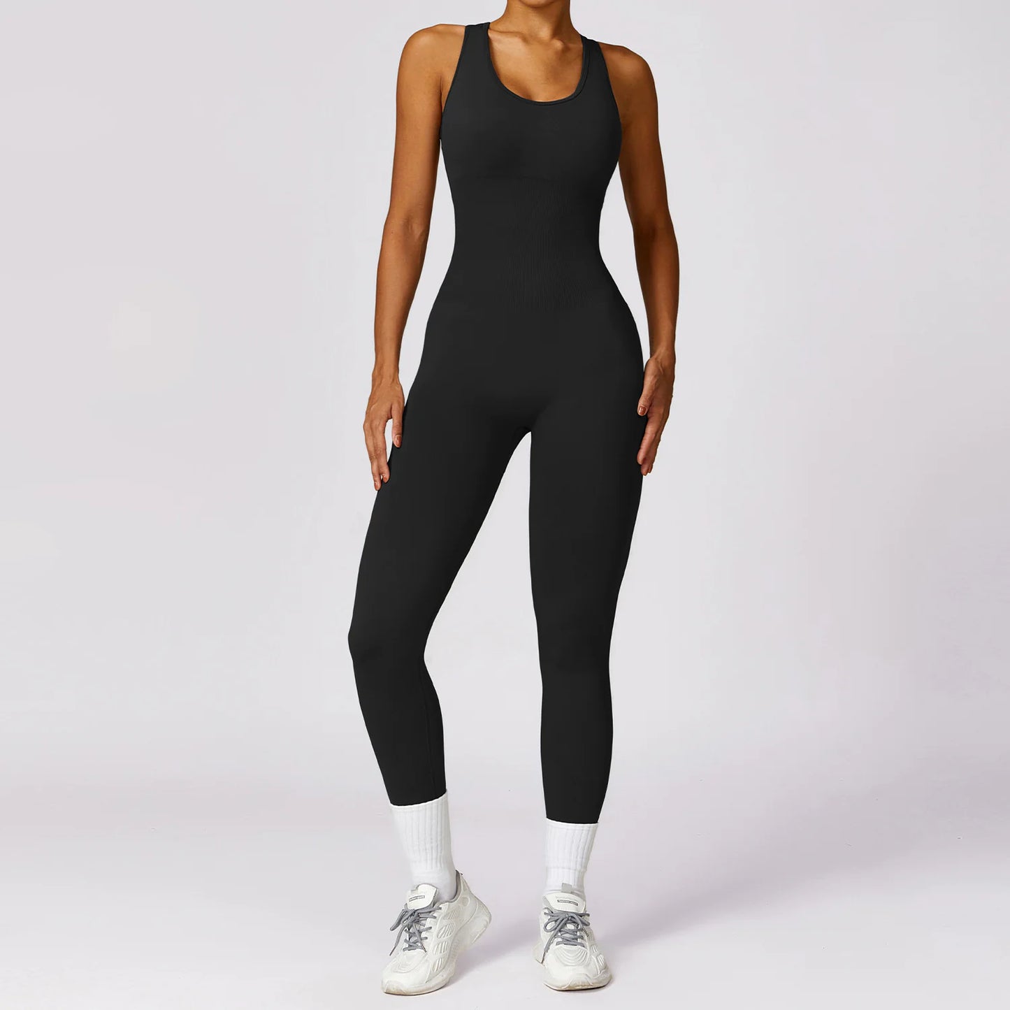 Jumpsuit Deportivo Ajustado de una Pieza con Espalda en V